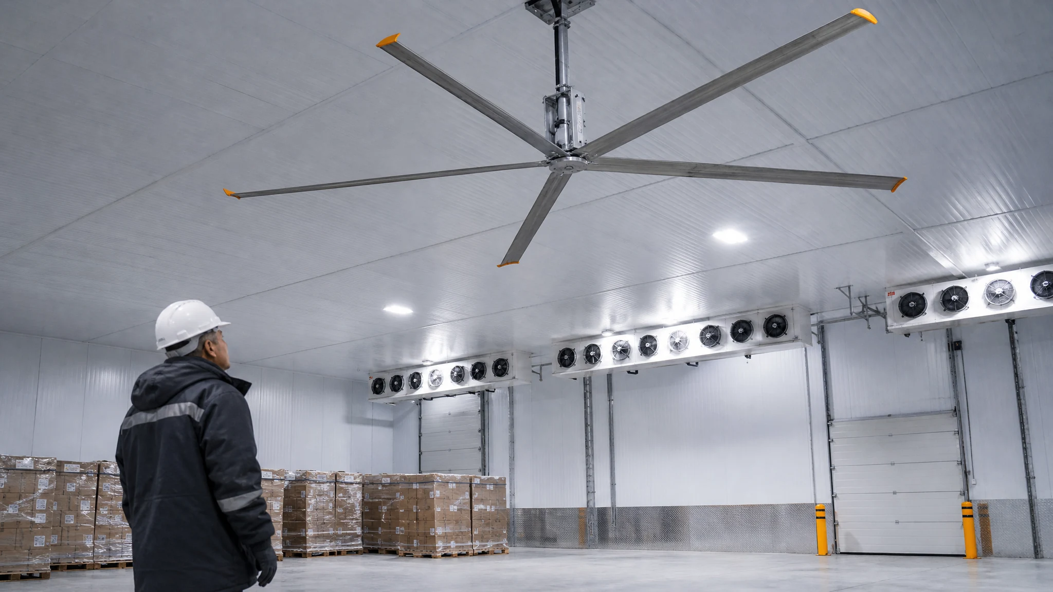 Engineering scene for HVLS Fans In Cold Storage Facilities