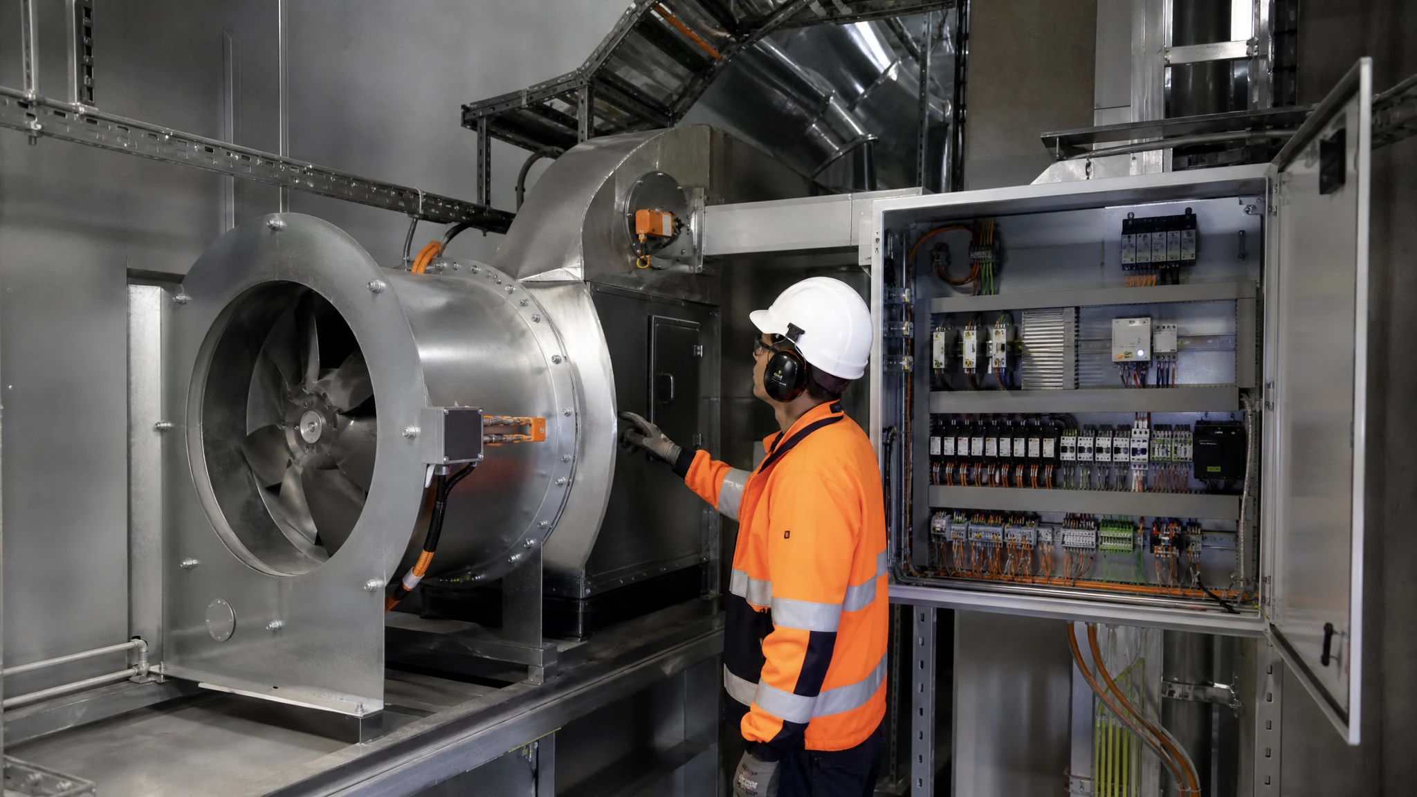 Engineering scene for Industrial Fan Control Panel Interlock Design