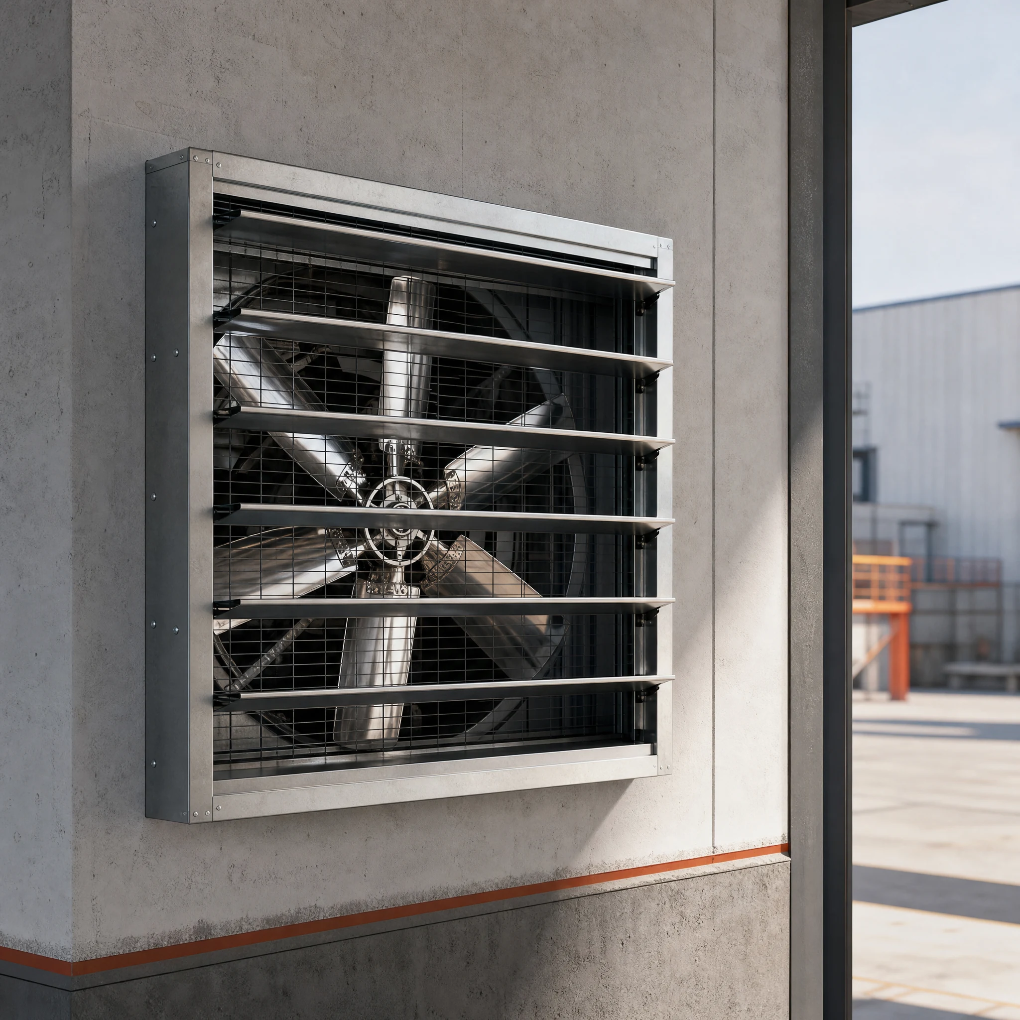 AirMoveX square galvanized exhaust fan shown in a purpose-matched installation scene