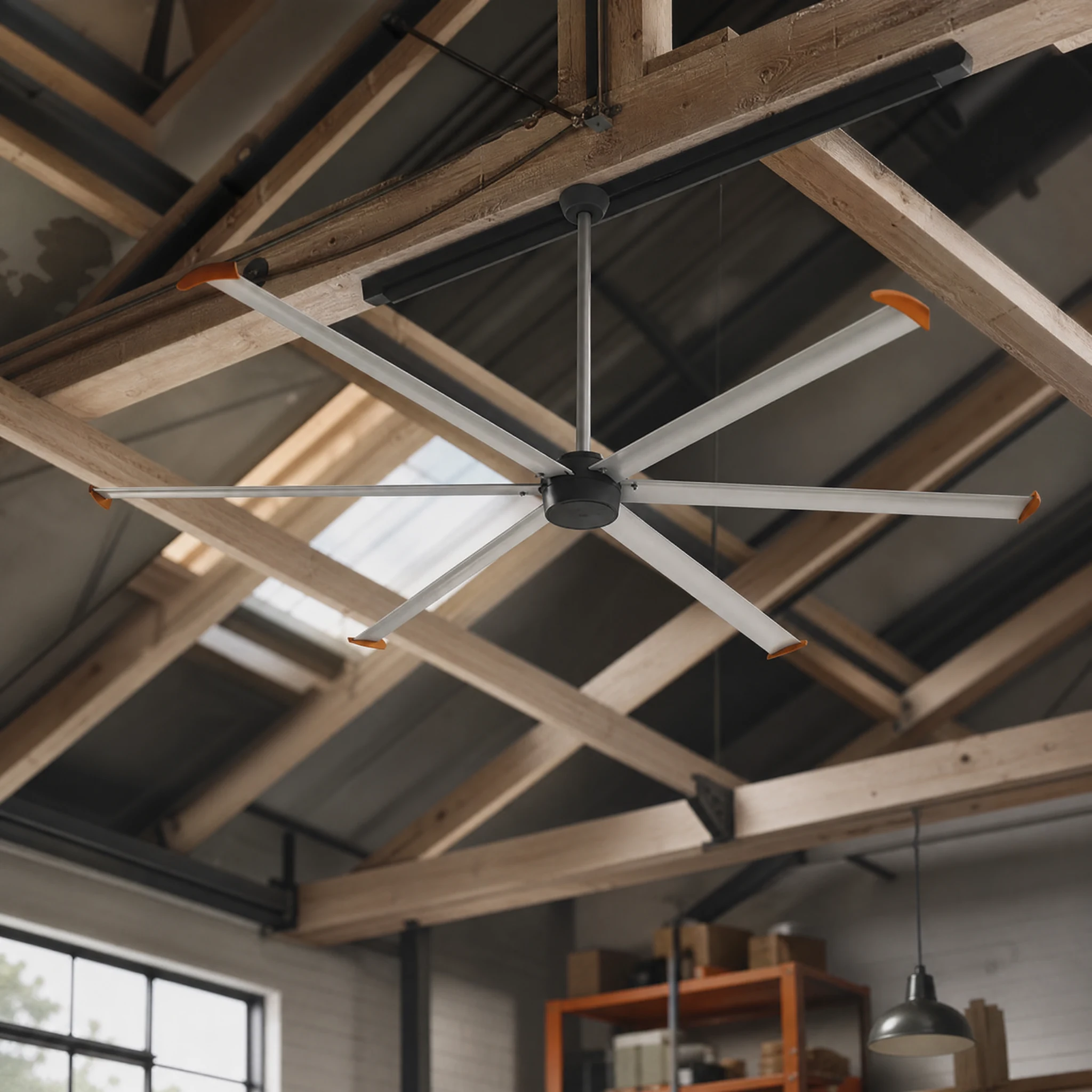 AirMoveX compact six-blade hvls fan shown in a purpose-matched installation scene